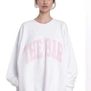 The Bar White Sweatshirt with Pink Logo